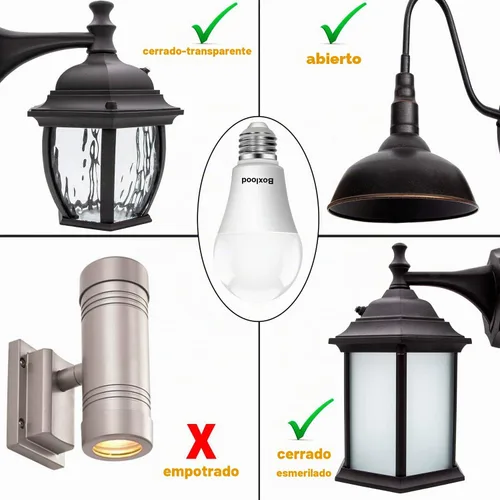 Vista 4 de Boxlood - Bombilla de luz del atardecer al amanecer, detector de sensor de luz integrado, 9 W (equivalente a 60 W), bombilla con sensor de 3000K-2P