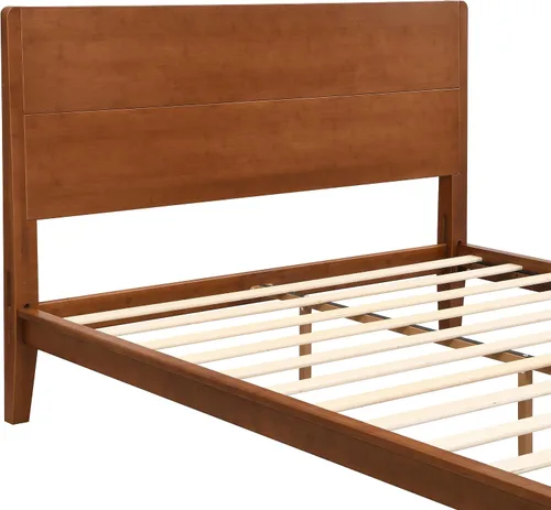 Vista 9 de Cama de plataforma tamaño Queen con cabecero y estribo, color marrón