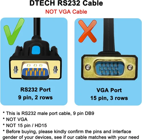 Vista 6 de DTECH Adaptador USB a serie DB9 RS232 Cable Prolífico Chip PL2303 DB-9 Cable macho de 3 pies compatible con Windows 11 10 8 7 Mac Linux
