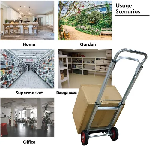 Vista 5 de LEADALLWAY Carro de Mano de Aluminio Plegable con Ruedas de 6" Capacidad de 220 libras
