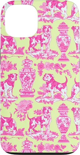 Vista 7 de Chinoiserie Dog Yellow Pink Toile Preppy Grandmillennial Case for iPhone 16