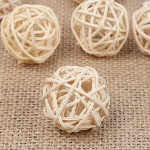 Vista 3 de DECHOUS 30 bolas pequeñas de ratán, bolas decorativas para centros de mesa, rellenos de cuencos de mimbre de 1.18 pulgadas, accesorios