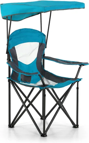 Vista 10 de LET'S CAMP Silla de campamento con toldo de sombra, silla de toldo Azul bebé