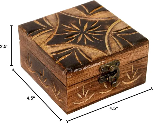 Vista 8 de Urna de madera antigua hecha a mano con grabado del árbol de la vida tallada a mano para mujeres y hombres, joyas Acentos de decoración del hogar