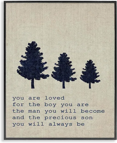 Vista 16 de Stupell Industries You are Loved Trees, Design by Daphne Polselli - Arte de pared enmarcado en blanco, 11 x 14, marrón