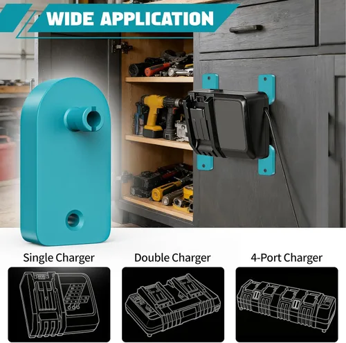 Vista 2 de Soporte de montaje de cargador compatible con Makita DC18RC DC18RD DC18RA DC18RF DC18SC DCB18SD DC18SF, soporte de pared de marco abierto