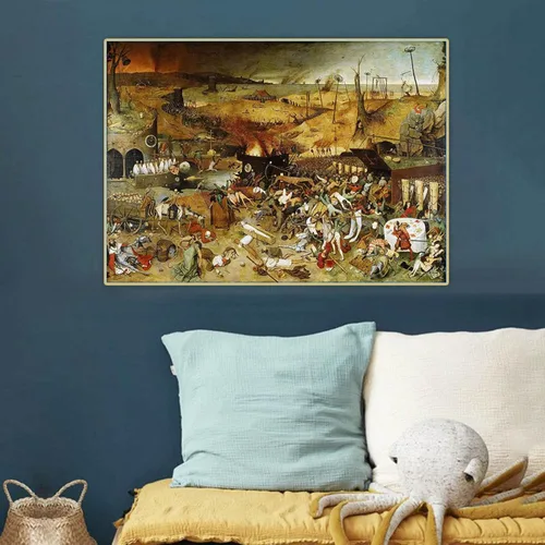 Vista 3 de Bruegel Pieter "Triunfo de la muerte" Cuadro famosa impresiones en lienzo.Imagen de arte de pared de lona para decoración del hogar 19.7x29.5 in sin