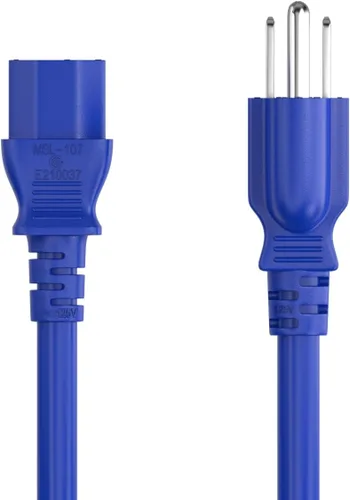 Vista 5 de Cable Leader Cable de alimentación universal de 2 pies 18 AWG IEC320 C13 a NEMA 5-15P, azul