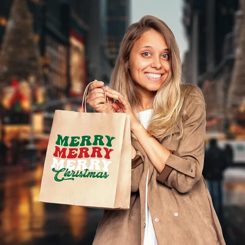 Vista 6 de EasyKart - Bolsas de regalo de papel kraft – 30 bolsas de regalos de Navidad, 6 diseños, regalos para el aula y fiestas (9 x 7.3 x 3.3 pulgadas)