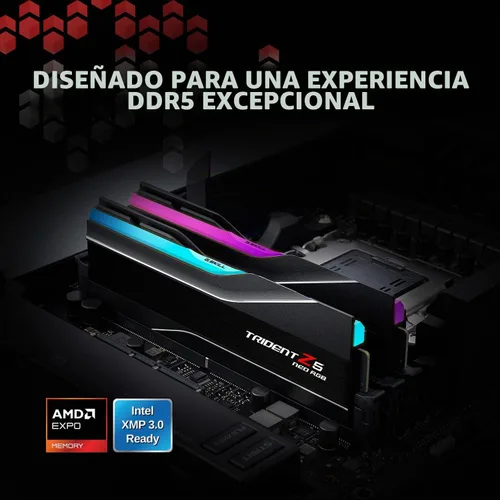 Vista 2 de G.SKILL Trident Z5 Neo RGB Series DDR5 RAM (AMD EXPO e Intel XMP 3.0) 32GB (2x16GB) Hasta 6000MT/s* CL36-36-36-96 1.35V Memoria de computadora
