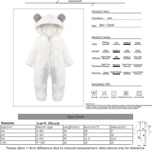 Vista 7 de Haokaini - Mono de algodón con capucha para recién nacido, diseño de oso