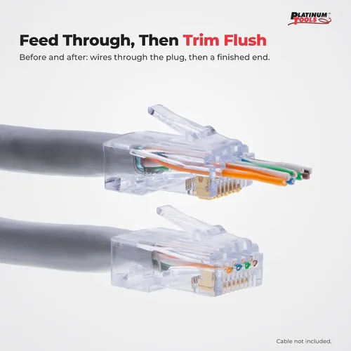 Vista 4 de Platinum Tools 202048J ezEX48 Conector para terminación de cable Ethernet, 100 por tarro