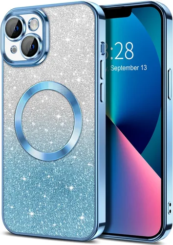 Vista 87 de Hython Funda para iPhone 12 Pro Max Transparente Magnética con Purpurina [Compatible con MagSafe] Protector Completo de Lente de Cámara Delgado