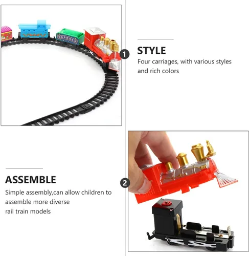 Vista 7 de Juego de tren eléctrico navideño para pista de ferrocarril de plástico y maleta portátil, superficie lisa segura para niños y colores brillantes que