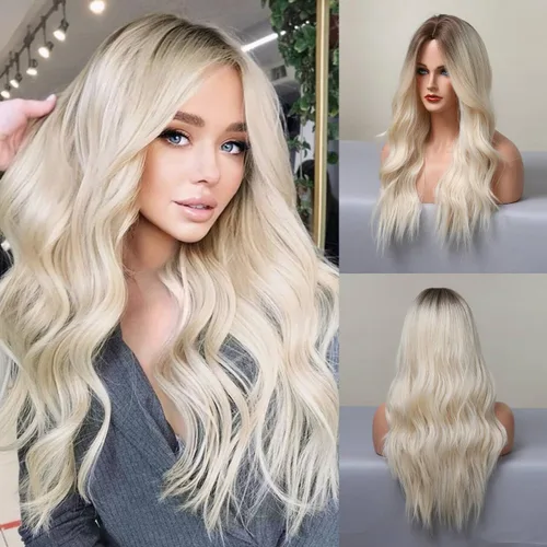 Vista 11 de HAIRCUBE Pelucas largas onduladas para mujer, peluca de pelo sintético para uso diario