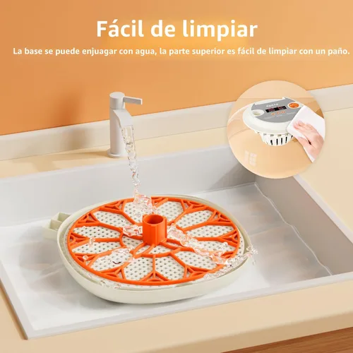 Vista 7 de Incubadora de huevos con control de temperatura y humedad, girador automático de huevos, ovoscopio, recarga de botella de agua externa, ventilación