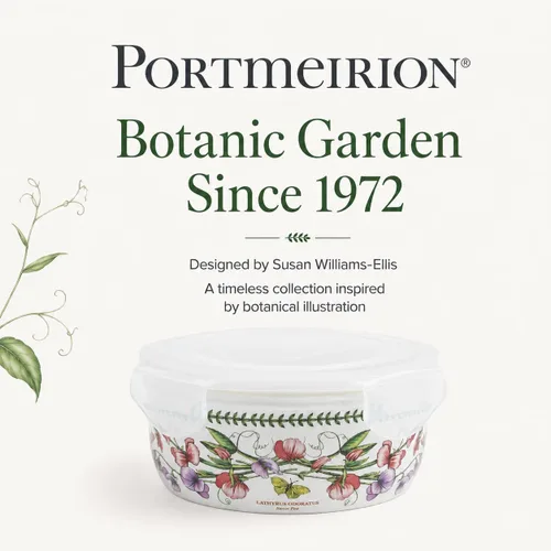 Vista 9 de Portmeirion Botanic Garden - Contenedor redondo de almacenamiento de 6.5 pulgadas con tapa, diseño floral, tapa hermética y con cierre a presión