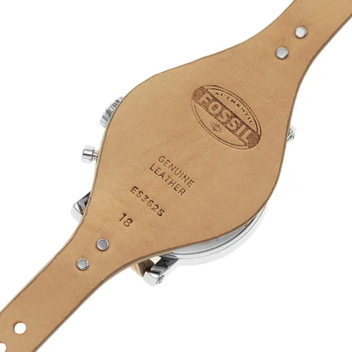 Vista 8 de Fossil Reloj de cuarzo con cronógrafo de acero inoxidable y cuero para mujer