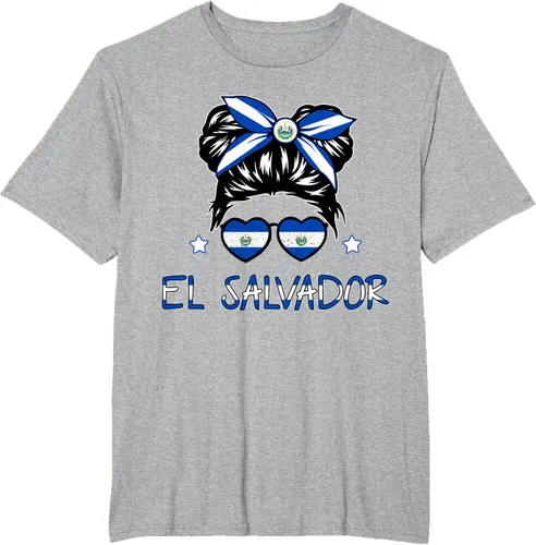 Vista 31 de Camiseta de El Salvador para Niñas Bandera Patrimonio Hispano Salvadoreño