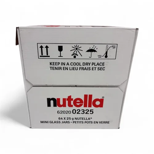 Vista 6 de Nutella de avellanas con vaso de vidrio aroma de cacao, 0.88 onzas, 64 por caja