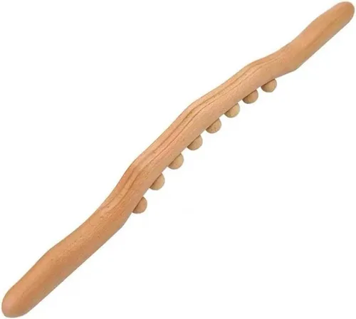 Vista 18 de Herramientas de masaje de madera Gua Sha, herramienta de paleta de drenaje linfático de 10 cuentas, herramienta de masaje de mano para esculpir