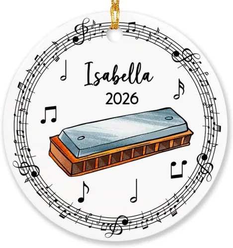 Vista 7 de Adorno de acordeón personalizado de Navidad, adorno de instrumento musical de acordeón para árbol de Navidad 2025, adorno de acordeón regalo