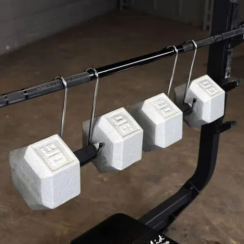 Vista 3 de Body-Solid Tools (BSTDH) - Ganchos para fijar y colgar mancuernas a mancuernas (negro medianoche)