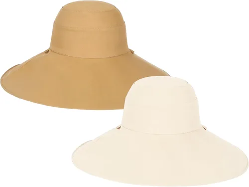 Vista 6 de Sombrero de pescador de algodón para mujer, reversible, de ala ultra ancha, plegable, protección UV, verano, viajes, UPF 50+ Caqui