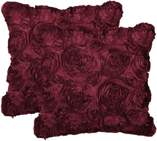 Vista 11 de PiccoCasa 2 fundas de almohada con diseño de flores 3D, románticas fundas de cojín decorativas de satén, funda de almohada con rosas estéreas
