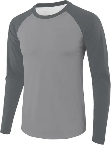 Vista 14 de Camiseta de béisbol para hombre, manga larga, cuello redondo, algodón, raglán, casual, dinámica
