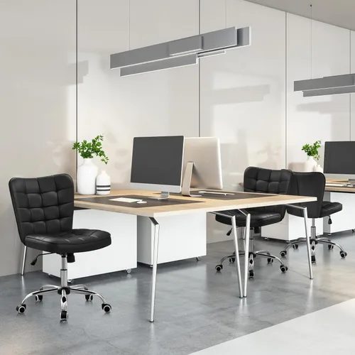Vista 2 de Yaheetech Silla de Escritorio de Oficina Moderna Acolchada sin Brazos de Computadora Tapizada en Cuero Sintético con Altura de Asiento Ajustable