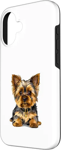 Vista 2 de Adorable Yorkshire Yorkie Terrier Puppy Yorky Funda para iPhone 16