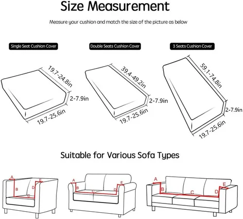 Vista 3 de Funda de cojín elástica de elastano para 1 plaza, funda de cojín impermeable para sofá, funda de cojín de repuesto suave y flexible, funda elástica