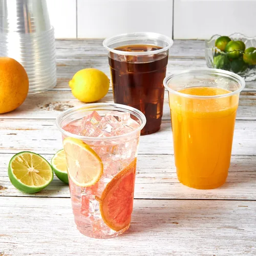 Vista 2 de Turbo Bee Paquete de 100 vasos de plástico transparente de 16 onzas, vasos desechables de plástico de cristal para fiesta para café helado, batido