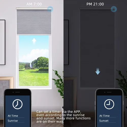 Vista 5 de SmartWings Persiana enrollable motorizada funciona con HomeKit, automáticas, 100% opacas, control remoto inalámbrico para casa inteligente, motor