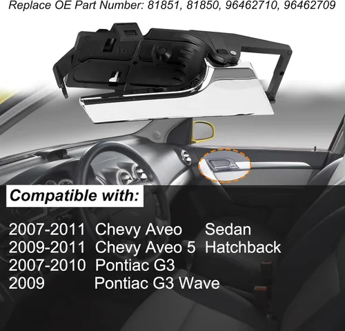 Vista 3 de Manija interior de la puerta del lado del pasajero del conductor para Chevy Aveo Aveo5 Pontiac G3