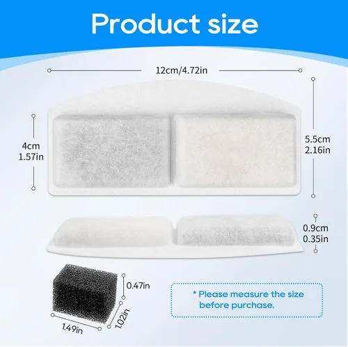 Vista 5 de Repuesto de filtro de fuente para mascotas, 12 paquetes de filtro de fuente de agua para gatos compatible con fuente automática para mascotas de 100
