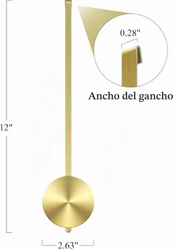 Vista 5 de NiHome Reloj de pared de cuarzo de repuesto con péndulo (dorado)