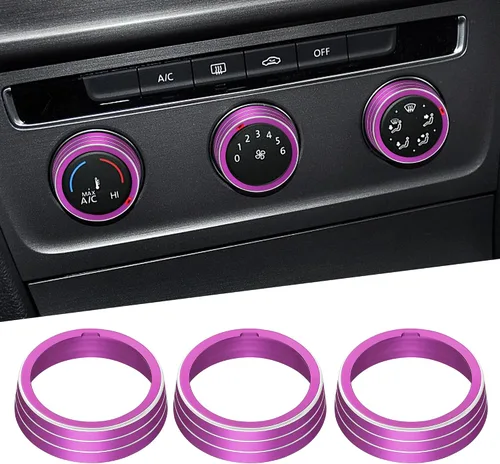 Vista 10 de TOMALL 3 fundas de aluminio para consola central compatibles con Volkswagen MK7 Golf GTI 2015 2016 2017 2018 2019 2020 AC aire acondicionado perilla