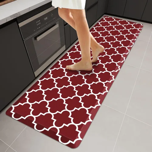 Vista 85 de WISELIFE Tapete de cocina acolchado antifatiga, 17.3 x 28 pulgadas, antideslizante, resistente, de PVC, ergonómico, impermeable, cómodo