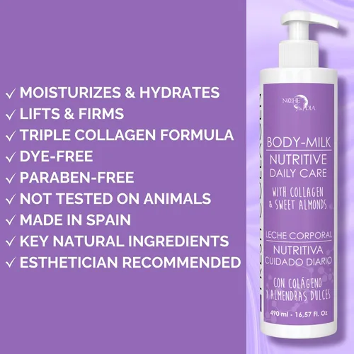 Vista 3 de Noche Y Dia Fresh Collagen Body Milk - Loción hidratante y reafirmante para piel seca con ácido láctico y glicina - 16.9 fl oz (16.57 fl oz)