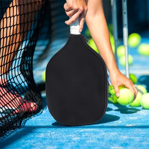 Vista 6 de 2 fundas de paleta de pickleball, neopreno duradero universal de 8.26 x 11.8 pulgadas con cremallera, bolsa de almacenamiento, se adapta a raquetas