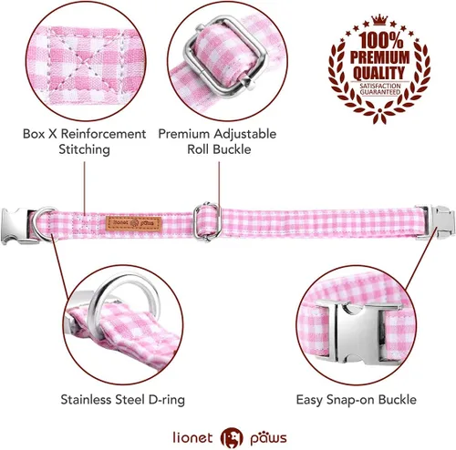 Vista 40 de Lionet Paws Collar de perro de Halloween con corbatín, bonito collar de algodón ajustable con hebilla de metal para perros pequeños, medianos y A