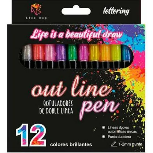 Vista 2 de Set de Rotuladores Alex Bog Outliner Multicolor 12 Piezas Pastel