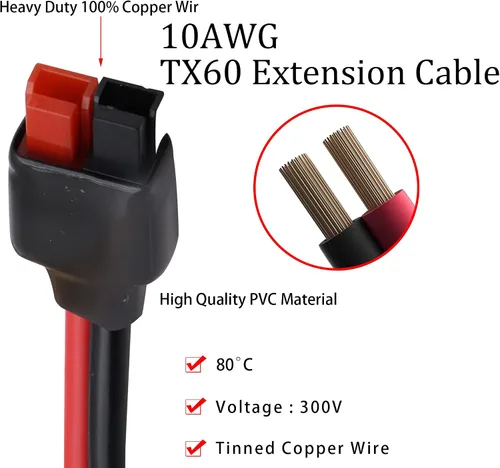 Vista 2 de Conector 10AWG (M-C-4) a (an-der-Son) Conector de cable de panel solar de alimentación hembra, conector solar a puerto de anuncios para Goal Zero