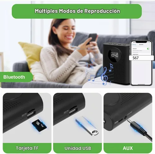 Vista 5 de AURTEC Amplificador de voz con micrófono de solapa inalámbrico magnético, amplificador portátil con micrófono inalámbrico de 2.4G, compatible