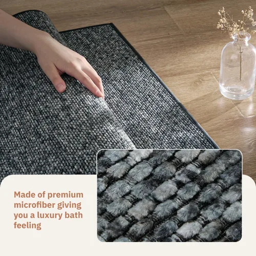 Vista 4 de PADOOR Tapetes de baño finos, trenzados para baño, tapetes de baño con parte trasera de goma antideslizante, lavables a máquina y de secado rápido