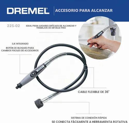 Vista 3 de Dremel Accesorio de ángulo recto 575 para herramienta giratoria con eje flexible accesorio de herramienta giratoria con agarre cómodo y cable de 36