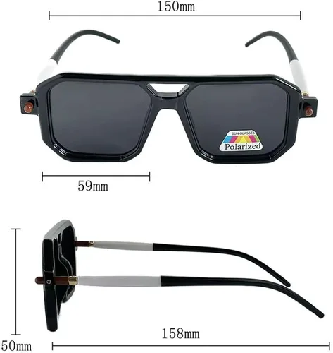 Vista 5 de Yacdelo Gafas de sol polarizadas para hombres y mujeres, gafas cuadradas de moda
