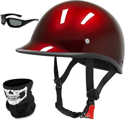 Vista 7 de Medio casco para motocicleta, aprobado por DOT, vintage, cara abierta, unisex, para adultos, para motocicleta, scooter, ciclomotor, Street Cruiser